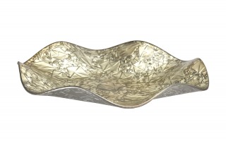 Podstawka szklana 24,5 cm falowana złota RF0706