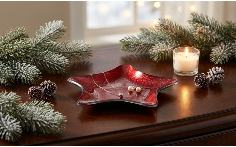 Podstawka szklana 17 cm gwiazda czerwona RF071