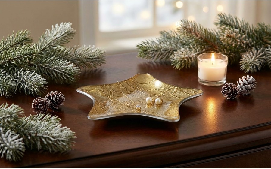 Podstawka szklana 17 cm gwiazda złota RF0716