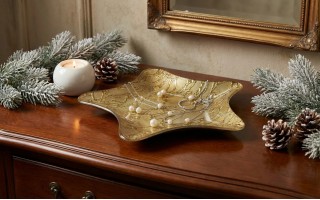 Podstawka szklana 23 cm gwiazda złota RF0717