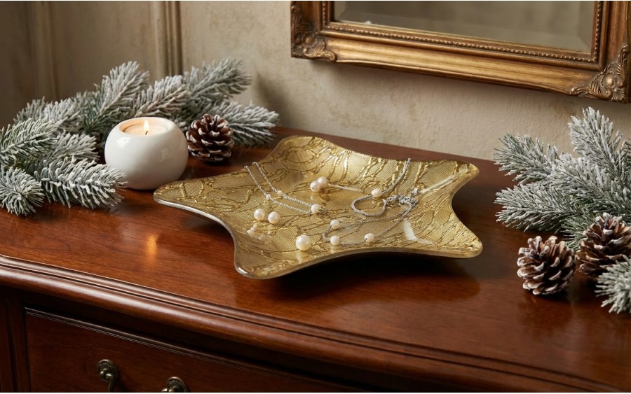 Podstawka szklana 23 cm gwiazda złota RF0717