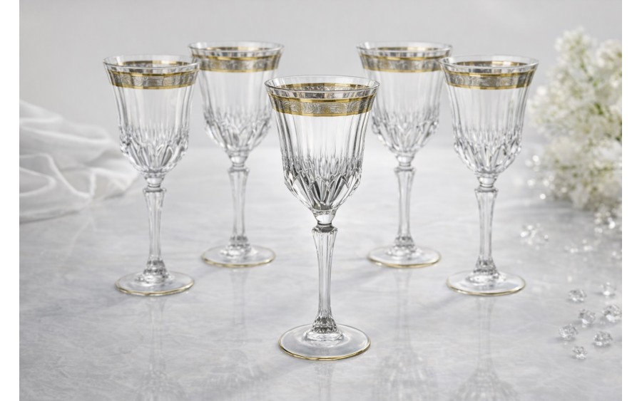 Komplet 6 kieliszków/gobletów 350 ml do wody Royal Gold