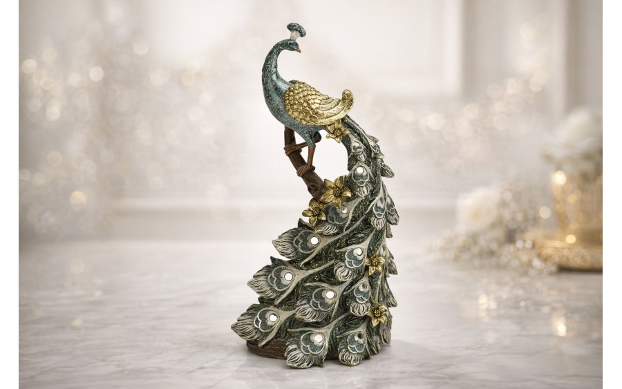 Figurka dekoracyjna Paw 29 cm niebiesko-złoty 181031