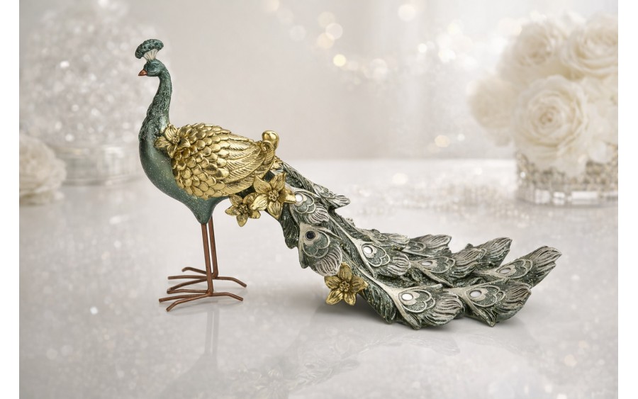 Figurka dekoracyjna Paw 20 cm niebiesko-złoty 180913