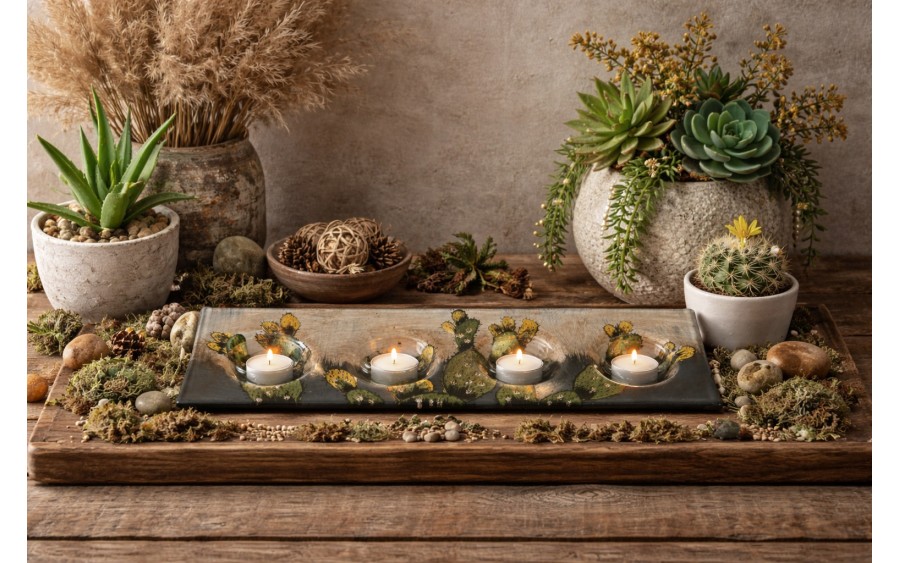 Podstawka ozdobna świecznik 3798 kaktusy 4 miejsca