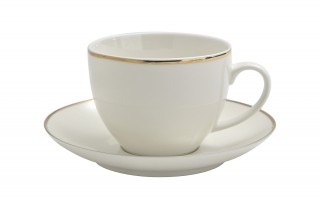 Filiżanka porcelanowa 370 ml ze spodkiem Bella Złota Linia