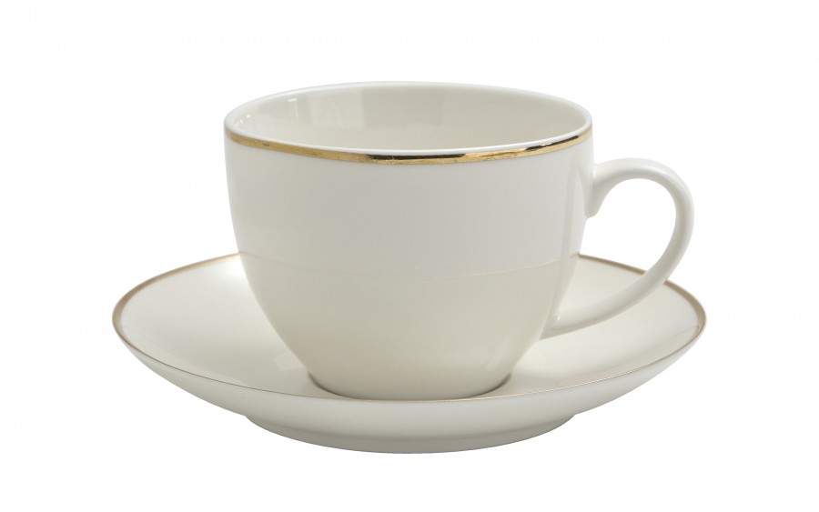 Filiżanka porcelanowa 370 ml ze spodkiem Bella Złota Linia