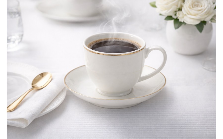 Filiżanka porcelanowa 370 ml ze spodkiem Bella Złota Linia