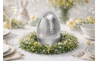 Jajko srebrne wytłaczane 12 cm małe