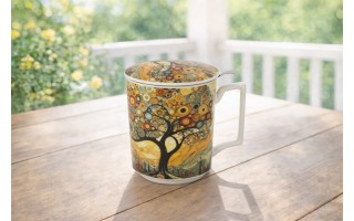 Kubek porcelanowy 450 ml z zaparzaczem Modern Tree
