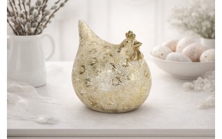 Figurka dekoracyjna Kura 17,5x13x19 cm złota 15331