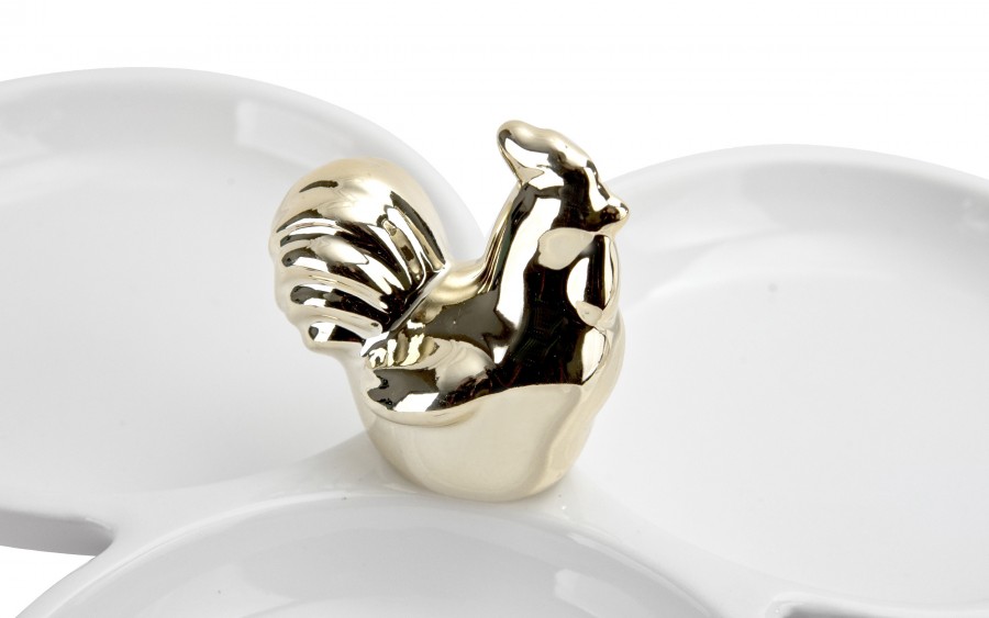 Talerz na jajka ze złotą kurką 90214