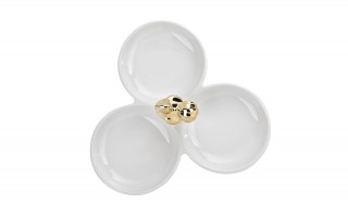 Talerz na jajka ze złotą kurką 90214