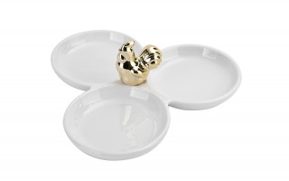 Talerz na jajka ze złotą kurką 90214