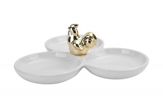 Talerz na jajka ze złotą kurką 90214