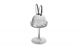 Patera szklana z kloszem Uszy Królika 12x12x28,5 cm