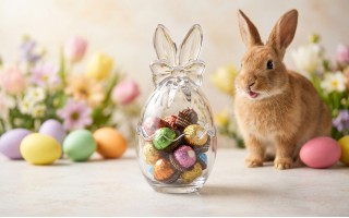 Pojemnik szklany Jajko z kokardką 17 cm otwierane