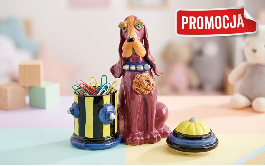 Pojemnik ceramiczny Pies czerwony przy hydrancie