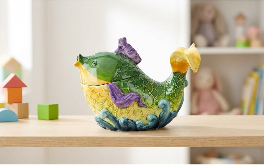 Pojemnik ceramiczny Ryba zielona