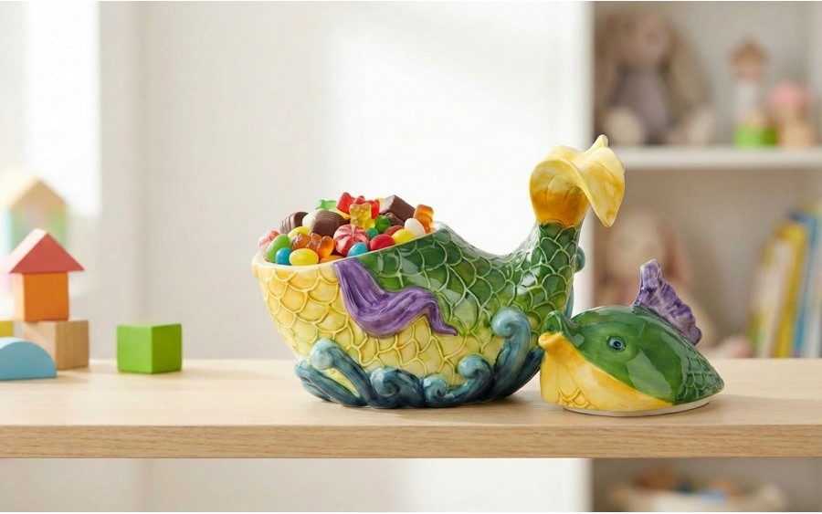 Pojemnik ceramiczny Ryba zielona