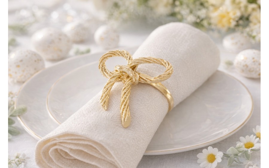 Obrączka na serwetkę Kokardka złota 158764