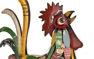 Figurka dekoracyjna Kogut 53 cm metalowy kolorowy