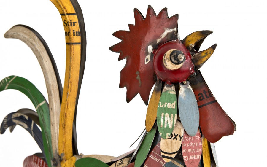 Figurka dekoracyjna Kogut 53 cm metalowy kolorowy