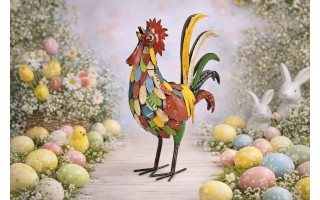 Figurka dekoracyjna Kogut 53 cm metalowy kolorowy