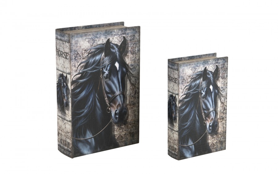 Zestaw 2 x Pudełko szkatułka Czarny Koń