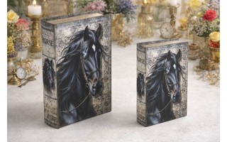 Zestaw 2 x Pudełko szkatułka Czarny Koń