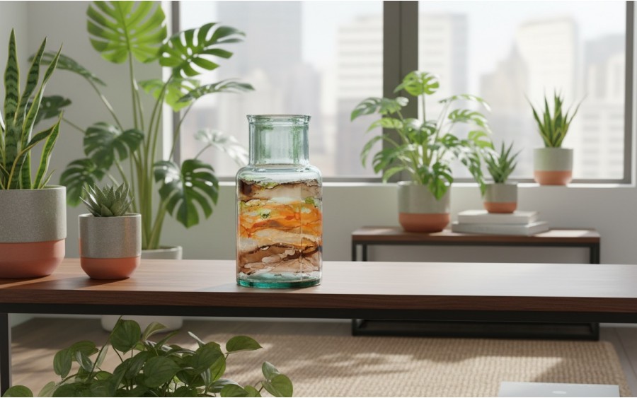 Butelka dekoracyjna 28 cm Watercolor zielona F1396