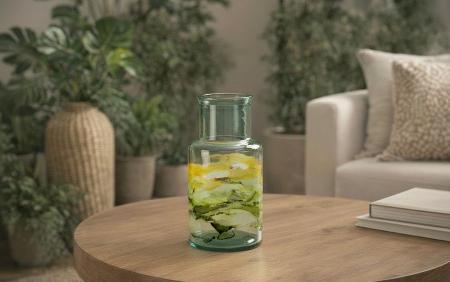 Butelka dekoracyjna 28 cm Watercolor zielona F1396