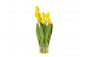 Bukiet 8 sztucznych tulipanów 38 cm żółte