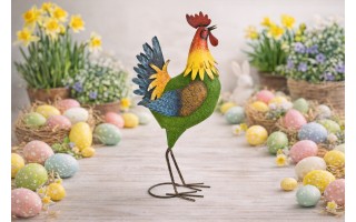 Figurka dekoracyjna Kogut 60,5 cm metalowy kolorowy