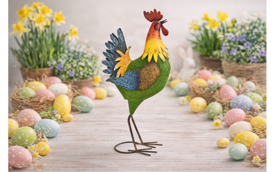 Figurka dekoracyjna Kogut 60,5 cm metalowy kolorowy