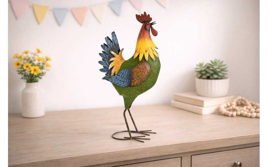 Figurka dekoracyjna Kogut 67 cm metalowy kolorowy