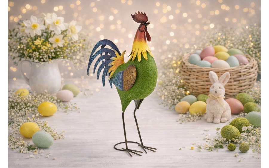 Figurka dekoracyjna Kogut 67 cm metalowy kolorowy