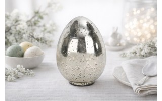 Ozdoba szklana Jajko srebrne 15 cm IR0127