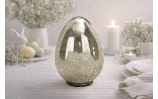 Ozdoba szklana Jajko srebrne 21 cm IR0126