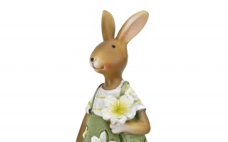 Figurka dekoracyjna Zając z kwiatkiem 16 cm VB0328