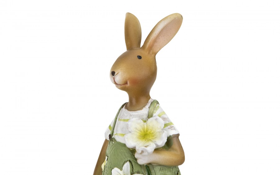 Figurka dekoracyjna Zając z kwiatkiem 16 cm VB0328