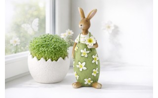 Figurka dekoracyjna Zając z kwiatkiem 16 cm VB0328