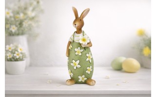 Figurka dekoracyjna Zając z kwiatkiem 16 cm VB0328