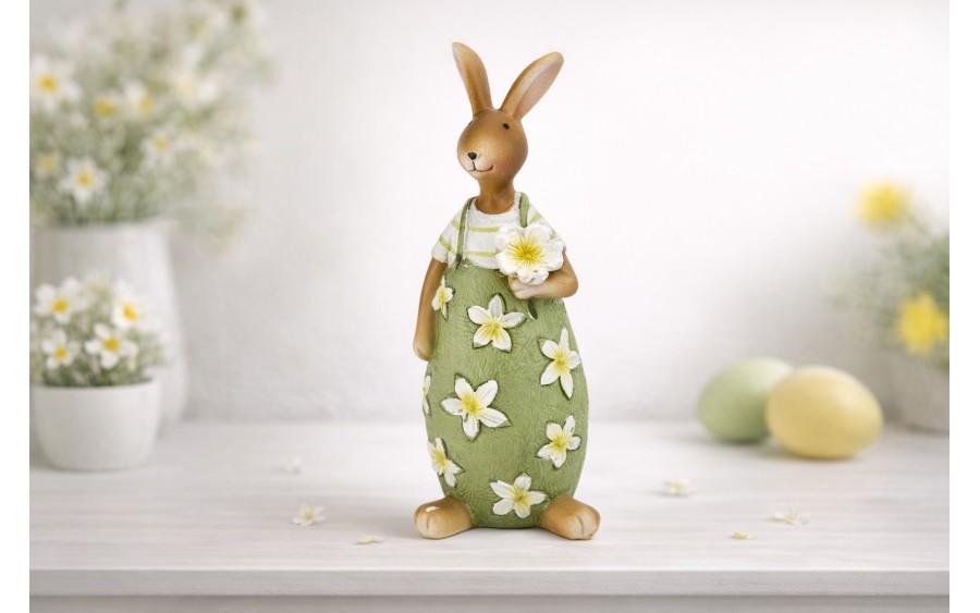 Figurka dekoracyjna Zając z kwiatkiem 16 cm VB0328