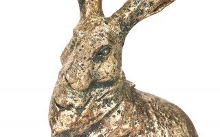 Figurka z tworzywa Zając 37,5 cm Złoty GJ0018