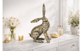 Figurka z tworzywa Zając 36,5 cm Złoty GJ0017