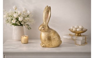 Figurka z tworzywa Królik 31 cm Złoty GJ0020