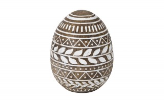 Ozdoba Jajko 10 cm brązowo-białe AP143944