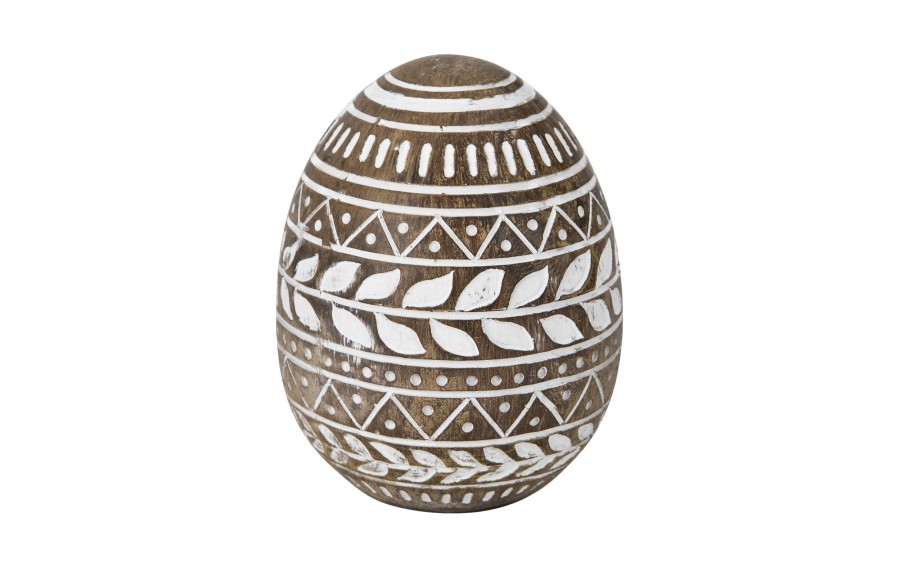 Ozdoba Jajko 10 cm brązowo-białe AP143944