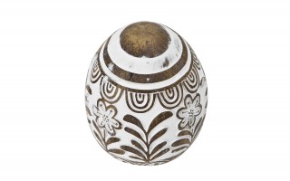 Ozdoba Jajko 10 cm biało-brazowe AP143947